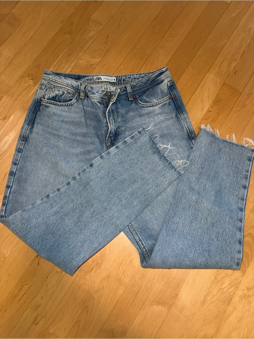 Zara Light Blue Straight Leg Denim Jeans
